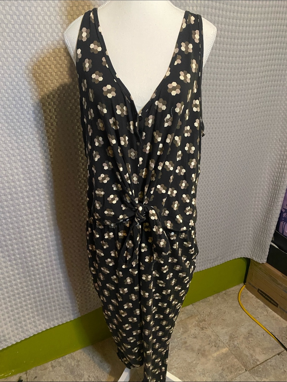 Sleeveless Black Floral Tie-Front Women’s Dress